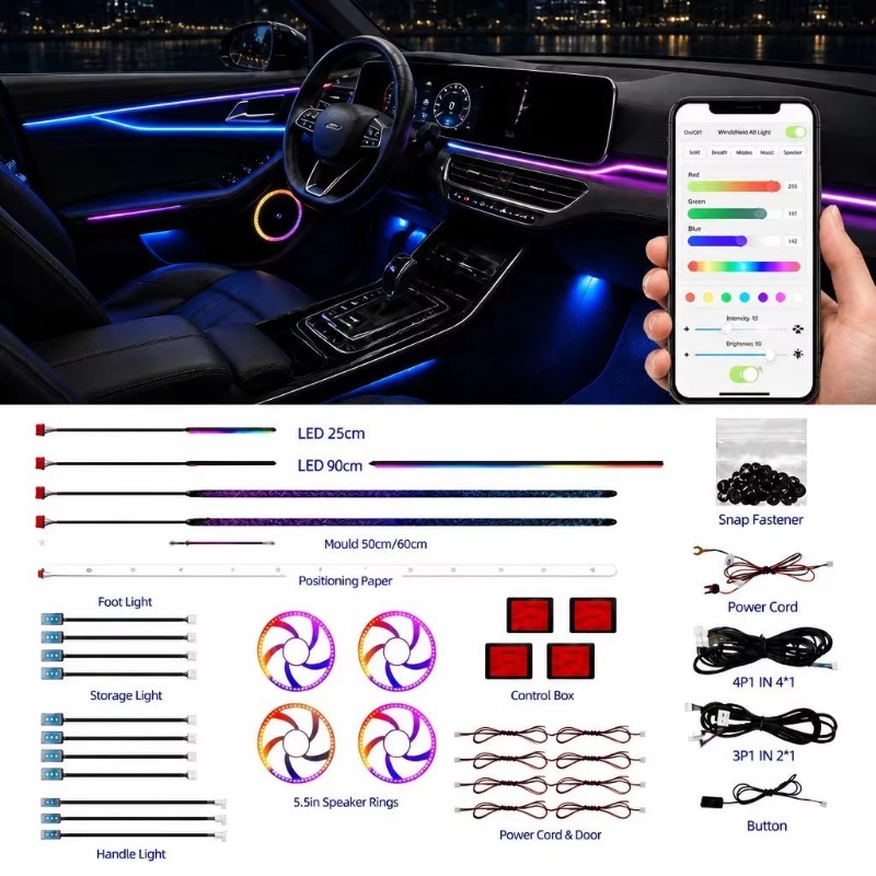 Door Handle - Kit d'éclairage d'ambiance pour voiture 18