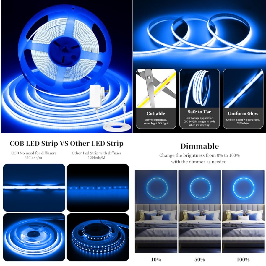 Bande lumineuse LED COB de 32, - Led Strip Lights avis et prix